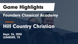 Founders Classical Academy vs Hill Country Christian  Game Highlights - Sept. 26, 2020