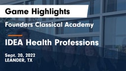 Founders Classical Academy vs IDEA Health Professions Game Highlights - Sept. 20, 2022