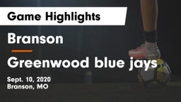 Branson  vs Greenwood blue jays Game Highlights - Sept. 10, 2020