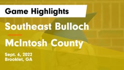 Southeast Bulloch  vs McIntosh County  Game Highlights - Sept. 6, 2022