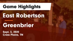 East Robertson  vs Greenbrier Game Highlights - Sept. 3, 2020
