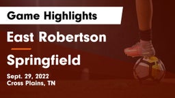 East Robertson  vs Springfield Game Highlights - Sept. 29, 2022