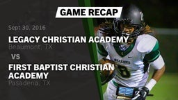 Recap: Legacy Christian Academy  vs. First Baptist Christian Academy 2016