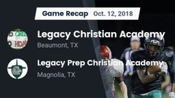 Recap: Legacy Christian Academy  vs. Legacy Prep Christian Academy 2018