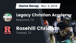 Recap: Legacy Christian Academy  vs. Rosehill Christian  2018