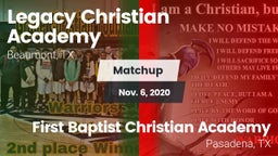 Matchup: Legacy Christian vs. First Baptist Christian Academy 2020