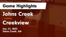 Johns Creek  vs Creekview  Game Highlights - Jan. 21, 2022