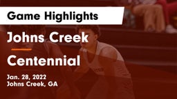 Johns Creek  vs Centennial  Game Highlights - Jan. 28, 2022