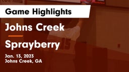 Johns Creek  vs Sprayberry  Game Highlights - Jan. 13, 2023