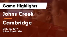 Johns Creek  vs Cambridge  Game Highlights - Dec. 10, 2019