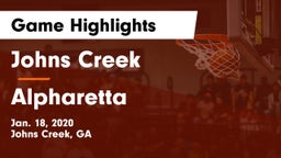 Johns Creek  vs Alpharetta  Game Highlights - Jan. 18, 2020