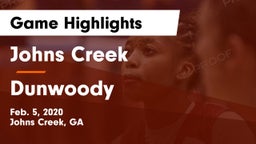 Johns Creek  vs Dunwoody  Game Highlights - Feb. 5, 2020