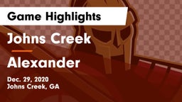 Johns Creek  vs Alexander  Game Highlights - Dec. 29, 2020