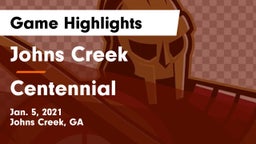 Johns Creek  vs Centennial  Game Highlights - Jan. 5, 2021