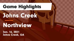 Johns Creek  vs Northview Game Highlights - Jan. 16, 2021