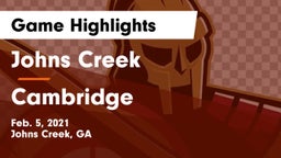 Johns Creek  vs Cambridge  Game Highlights - Feb. 5, 2021