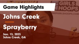 Johns Creek  vs Sprayberry  Game Highlights - Jan. 13, 2023