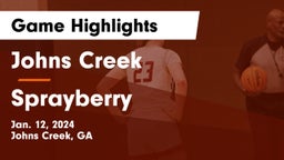 Johns Creek  vs Sprayberry  Game Highlights - Jan. 12, 2024