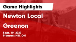 Newton Local  vs Greenon  Game Highlights - Sept. 10, 2022