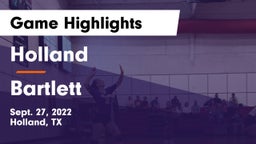 Holland  vs Bartlett  Game Highlights - Sept. 27, 2022