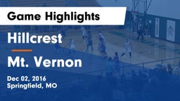 Hillcrest  vs Mt. Vernon  Game Highlights - Dec 02, 2016