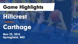 Hillcrest  vs Carthage  Game Highlights - Nov 23, 2016