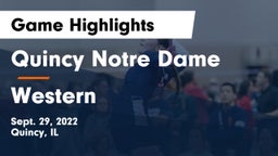 Quincy Notre Dame vs Western  Game Highlights - Sept. 29, 2022