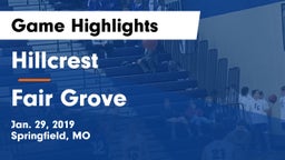 Hillcrest  vs Fair Grove  Game Highlights - Jan. 29, 2019