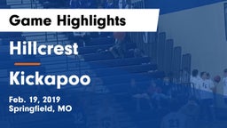 Hillcrest  vs Kickapoo  Game Highlights - Feb. 19, 2019