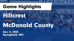 Hillcrest  vs McDonald County  Game Highlights - Dec. 5, 2023
