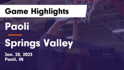 Paoli  vs Springs Valley  Game Highlights - Jan. 20, 2023