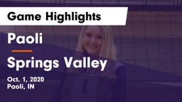 Paoli  vs Springs Valley  Game Highlights - Oct. 1, 2020