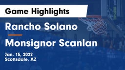 Rancho Solano  vs Monsignor Scanlan Game Highlights - Jan. 15, 2022