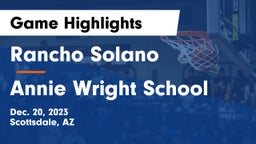 Rancho Solano  vs Annie Wright School Game Highlights - Dec. 20, 2023