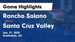 Rancho Solano  vs Santa Cruz Valley Game Highlights - Jan. 21, 2020