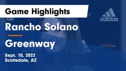 Rancho Solano  vs Greenway  Game Highlights - Sept. 10, 2022