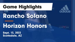 Rancho Solano  vs Horizon Honors Game Highlights - Sept. 13, 2022