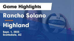 Rancho Solano  vs Highland  Game Highlights - Sept. 1, 2023