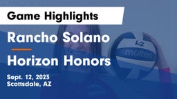 Rancho Solano  vs Horizon Honors  Game Highlights - Sept. 12, 2023
