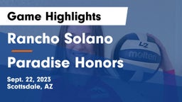 Rancho Solano  vs Paradise Honors  Game Highlights - Sept. 22, 2023