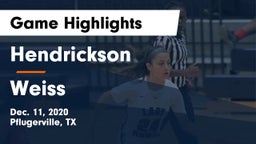 Hendrickson  vs Weiss  Game Highlights - Dec. 11, 2020