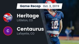 Recap: Heritage  vs. Centaurus  2019