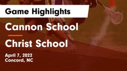 Cannon School vs Christ School Game Highlights - April 7, 2022
