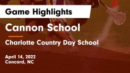 Cannon School vs Charlotte Country Day School Game Highlights - April 14, 2022