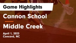 Cannon School vs Middle Creek  Game Highlights - April 1, 2023