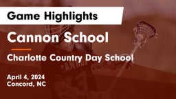 Cannon School vs Charlotte Country Day School Game Highlights - April 4, 2024