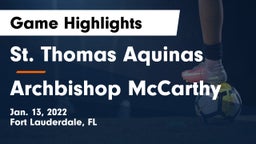 St. Thomas Aquinas  vs Archbishop McCarthy  Game Highlights - Jan. 13, 2022