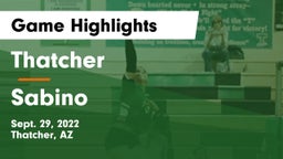Thatcher  vs Sabino Game Highlights - Sept. 29, 2022