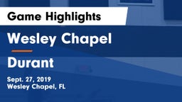 Wesley Chapel  vs Durant  Game Highlights - Sept. 27, 2019
