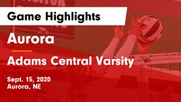 Aurora  vs Adams Central Varsity Game Highlights - Sept. 15, 2020
